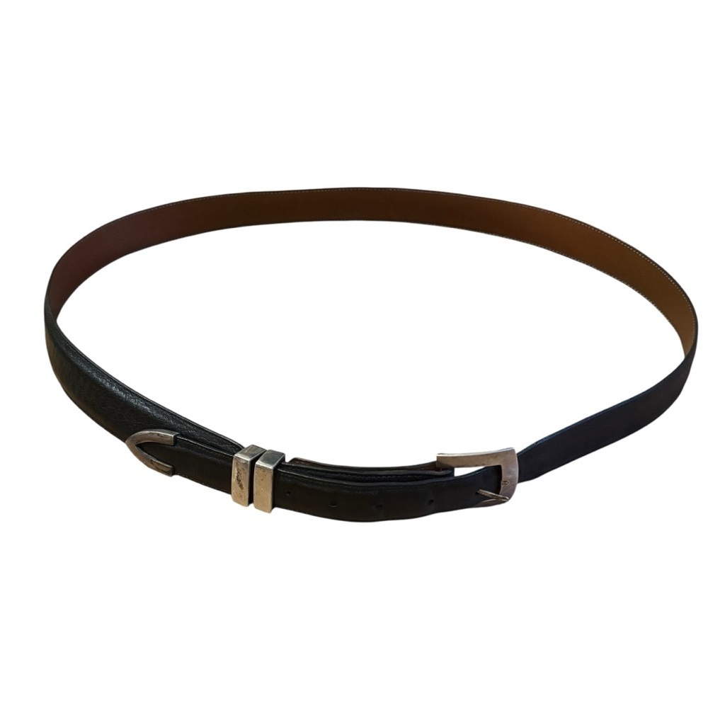 Alexander’s Belt 1995 925 Sterling Silver 1” Black/Brown Reversible Leather 46